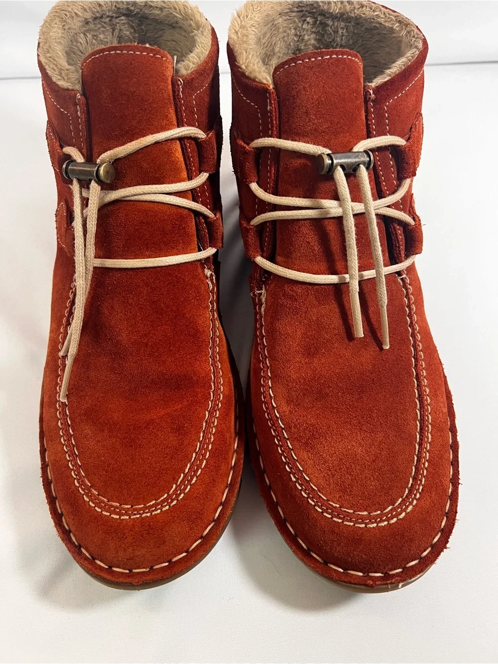 On Foot Men's Suede Chukka Boots in Rust with Fur Lining EU size 40